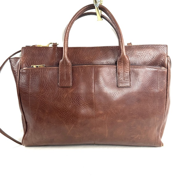 Piel Morena Brown Leather Large Briefcase Business Laptop Travel - Picture 3 of 11